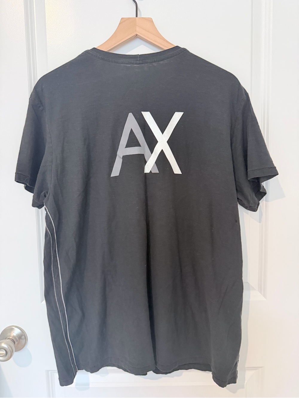 Armani Exchange Black Short Sleeve Tee with White AX Logo